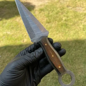 HAND FORGED DAMASCUS STEEL PUSH DAGGER/BOOT KNIFE