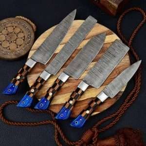 handmade damascus kitchen knife set
