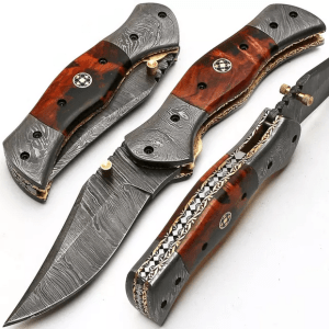 handmade damascus folding knife