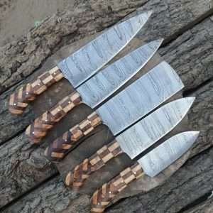 handmade damascus kitchen knife set