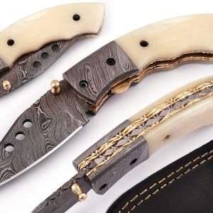 Handmade damascus folding knife
