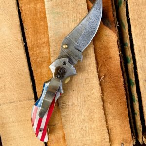 handmade damascus folding knife